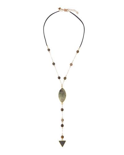 Beaded Labradorite Y-drop Necklace