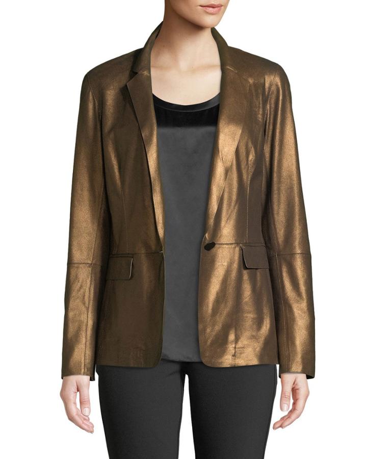 Lyndon Misted Metallic Suede Blazer Jacket