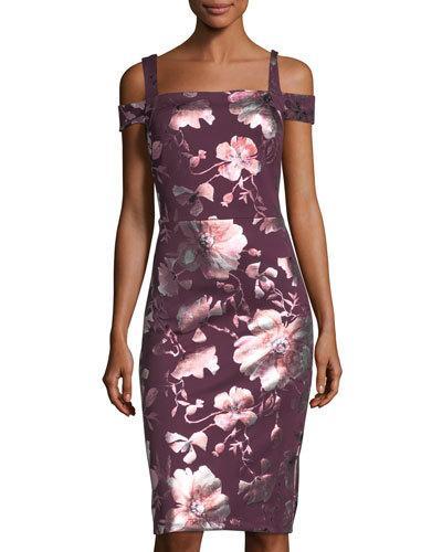 Cold-shoulder Floral-print
