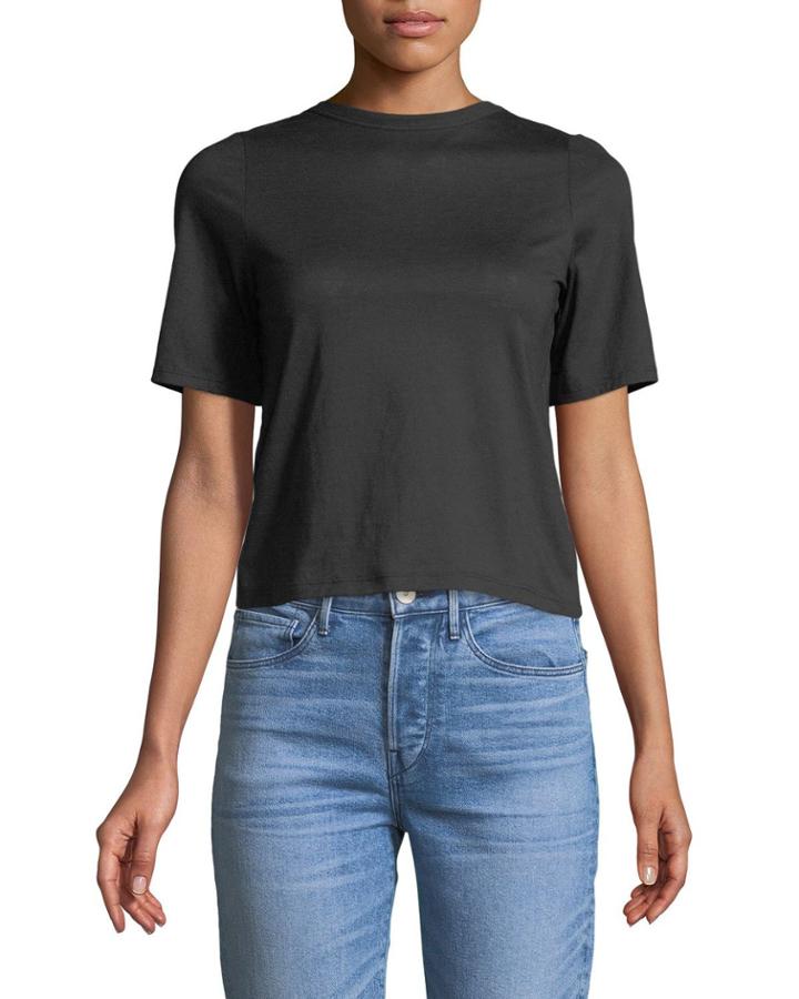 Short-sleeve Twist-back Cotton Tee