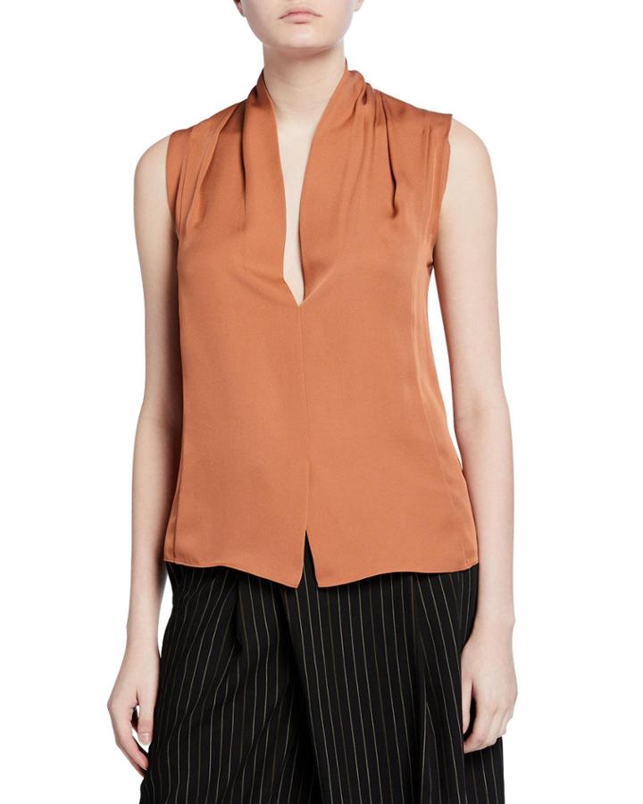 Sleeveless Draped-neck