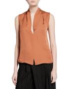 Sleeveless Draped-neck