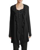 Thermal Ruffled-trim Cardigan