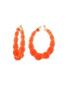 Bamboo Hoop Earrings, Neon Orange