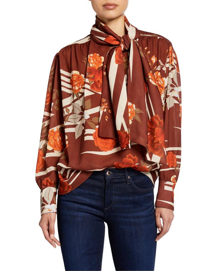 Kelly Tie-neck Floral-print