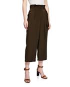 Paperbag-waist Wide-leg Cropped Trousers