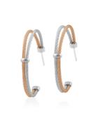 2-tone Cable Hoop Earrings, Gold/steel