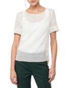 Short-sleeve Tonal-stripe Blouse