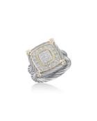 Classique Square Micro-cable Ring W/ Diamonds, Multi,