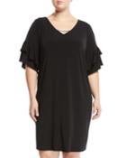 Tiered-sleeve Necklace Shift Dress,