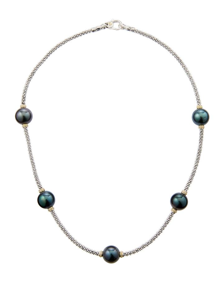 Luna Beaded Rope Necklace With Five Tahitian Pearl