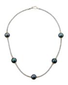 Luna Beaded Rope Necklace With Five Tahitian Pearl