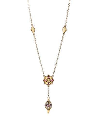Artemis Sterling Silver, 18k Gold & Rhodolite Y Necklace