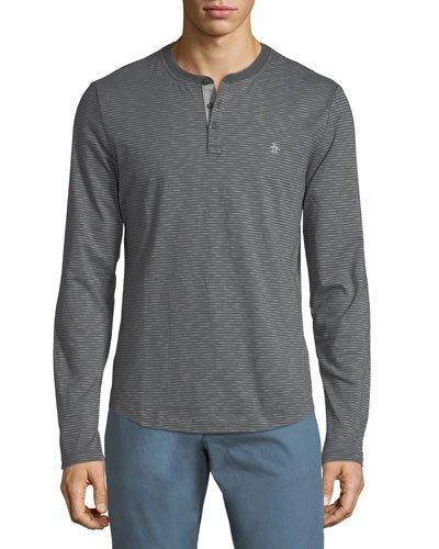 Long-sleeve Feeder-stripe Henley