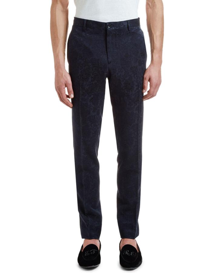 Men's Paisley Jacquard Straight-leg Trousers