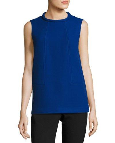 Fonda Rolled-neck Top, Cobalt