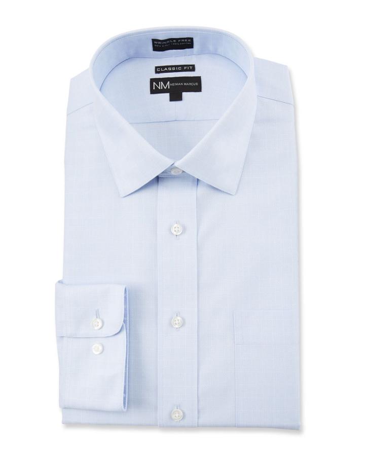 Men's Classic Fit Non-iron Dobby Check Dress Shirt,