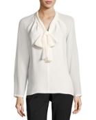 Louise Tie-neck Silk Blouse W/ Long Georgette