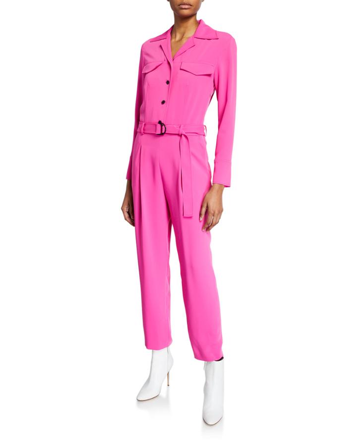 Belted Long-sleeve Jumpsuit