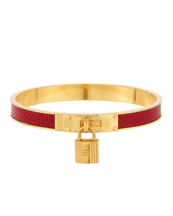 Estate Kelly Crocodile Bangle, Red