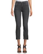 Corset Slim Cropped Jeans With Hook-and-eye Trim