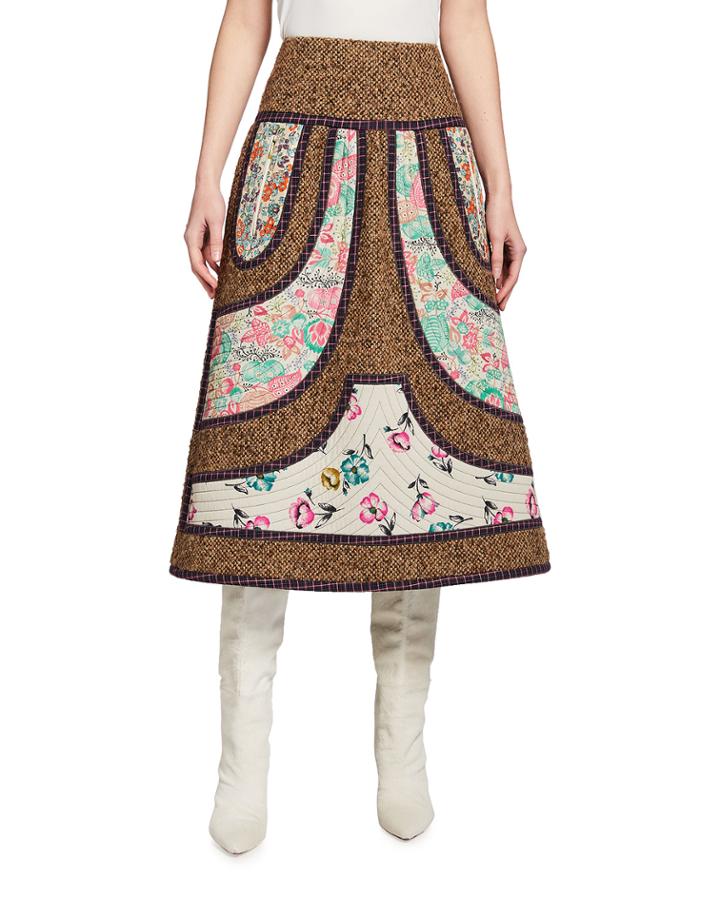 Paneled Tweed A-line