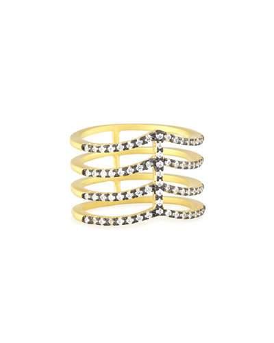 Four-band Stacked Pave Crystal Gladiator Ring