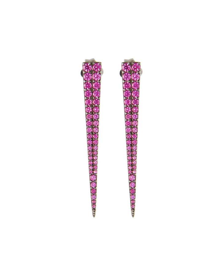 14k Electric Spike Earrings, Pink