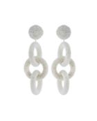 Seed Bead 3-ring Drop Earrings, White