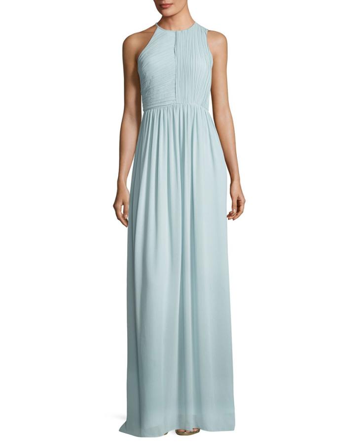 Fortuny Plisse Back Drape Evening Gown