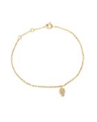 14k Yellow Gold Small Skull Charm Bracelet With Diamonds