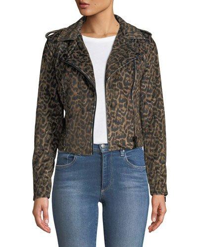 Leopard-print Motorcycle Jacket