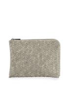 Woven Reptile Faux-leather Pouch