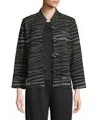 Plus Size Howl At The Moon Mandarin-collar Easy-fit Textured Metallic Knit Jacket