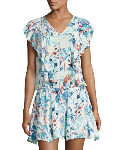 Lana Drop-waist Dress, White Pattern