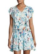 Lana Drop-waist Dress, White Pattern