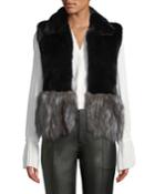 Short Fur Vest W/ Contrast Fur Hem