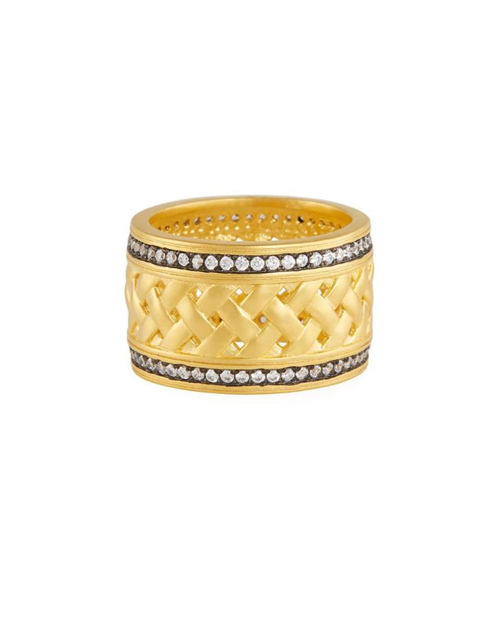 Textured Ornaments Wide Band Ring,
