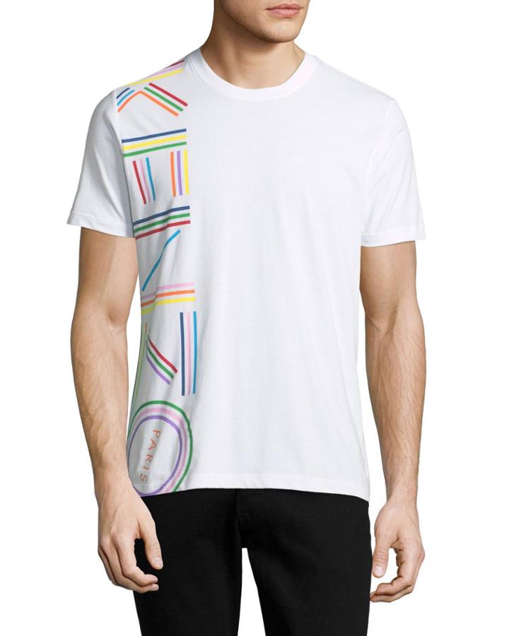 Men's Vertical Rainbow Logo Short-sleeve Crewneck T-shirt