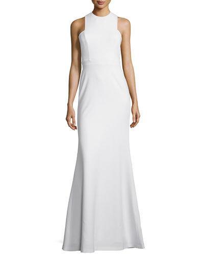 Sleeveless Open-back Gown, Off White