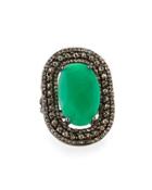 Oval Chrysoprase & Champagne Diamond Cocktail Ring,