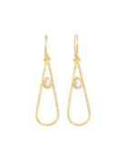 Elongated Gold Teardrop Diamond Drop Earrings