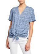 Floral V-neck Tie-front Top