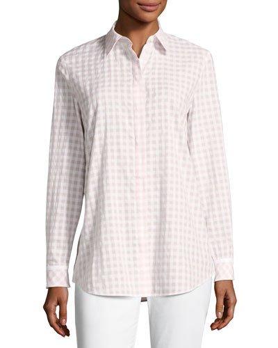 Brody Button-front Check-print Blouse