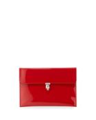 Soft Patent Envelope Clutch Bag, Crimson