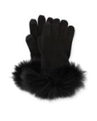 Cashmere Tech Gloves W/fox Fur Cuff