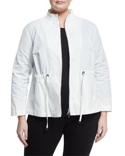 Julian Drawstring Zip Topper, White,