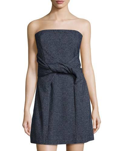 Strapless Twist Fit-&-flare Dress, Navy/black