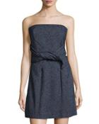 Strapless Twist Fit-&-flare Dress, Navy/black
