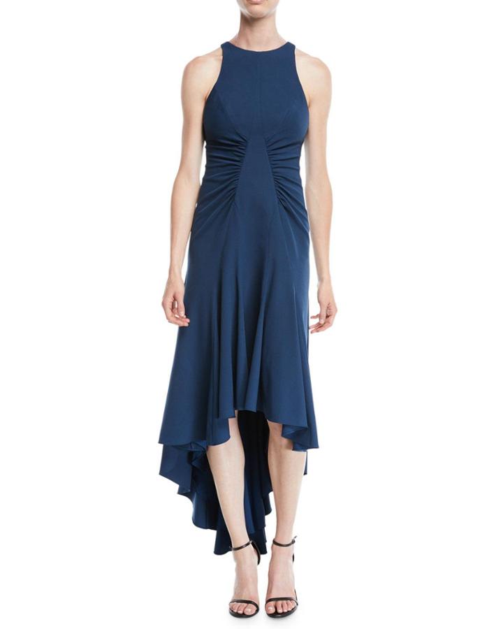 High-low Halter Dress W/ Ruched Details